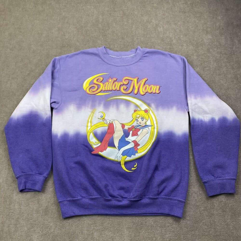 Sailor Moon Anime Crewneck Sweatshirt Mens Size Small Anime Cartoon AOP Purple